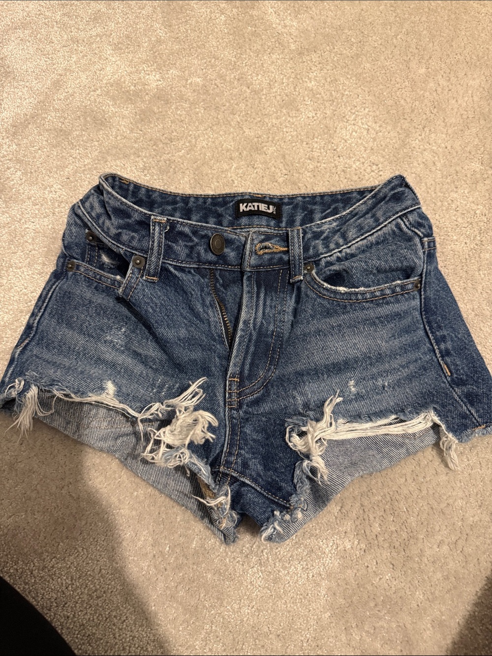 Katie J NYC Distressed Denim Cutoff Shorts in Blue Size 10